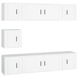 7 Piece TV Cabinet Set White Engineered Wood 3188662
