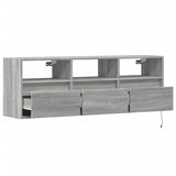 TV Wall Cabinet with LED Lights Grey Sonoma 130x31x45 cm 852346