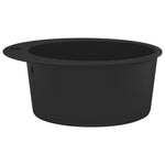 ZNTS Granite Kitchen Sink Single Basin Round Black 142956