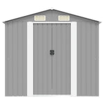 Garden Storage Shed Grey Metal 204x132x186 cm 42983