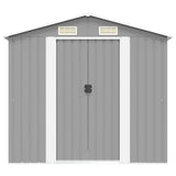 Garden Storage Shed Grey Metal 204x132x186 cm 42983