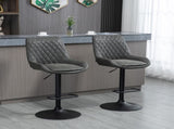 Retro Bar Stools Set of 2, Adjustable Kitchen Stool, Upholstered Bar Chairs with Back, Swivel Seat, T3398P328171