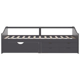 3-Seater Day Bed without Mattress Grey Solid Pinewood 90x200cm 322173