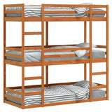 Triple Bunk Bed without Mattress Wax Brown 80x200 cm Solid Wood Pine 3284253
