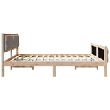 Bed Frame with Headboard Taupe 200 x 200 cm Solid Pine Wood 3394271
