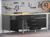 Work Cabinet with Drawer 3 pcs Black and Grey 150 x 55 x 85 cm 3321370