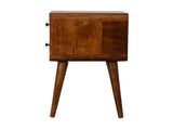 Solid Wood Mini Chestnut Curved Bedside, 2 Drawers, Dark Brown B2743P402921