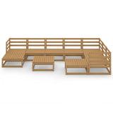 ZNTS 10 Piece Garden Lounge Set Honey Brown Solid Pinewood 3075762