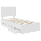 Bed Frame with Drawer White 75 x 190 cm Engineer Wood 3412644