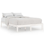 810038 Bed Frame without Mattress White Solid Wood 200x200 cm