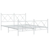 Metal Bed Frame without Mattress with Footboard White 150x200cm 376571