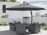 3 Garden Cantilever Parasol, Round Overhanging Umbrella with Crank Handle, Cross Base, Aluminium T3398P327921
