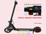Folding Electric Scooter for Kids, with Dual Brakes, Front Suspension, LED Colourful Lights, Black T3398P349453