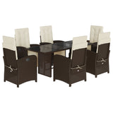 7 Piece Garden Dining Set with Cushions Brown Poly Rattan 3212490