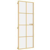 Interior Door Slim Golden 76x201.5 cm Tempered Glass and Aluminium 155140