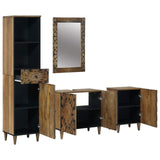 Bathroom Furniture Set with Drawer 4 pcs Brown Solid Mango Wood 3310110