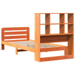 ZNTS Bed Frame without Mattress Wax Brown 90x190 cm Single Solid Wood Pine 3309943