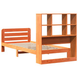 ZNTS Bed Frame without Mattress Wax Brown 90x190 cm Single Solid Wood Pine 3309943