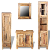 Vanity Cabinet with Mirror and 2 Side Cabinets Solid Mango Wood 243463