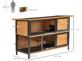 Rabbit Hutch Outdoor Guinea Pig Hutch Bunny Cage Metal Frame with No-Leak Tray Openable Roof Light T3398P347537