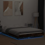 Bed Frame with LED Lights without Mattress Smoked Oak 135x190cm 3281137
