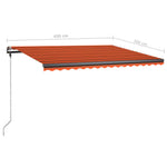 ZNTS Manual Retractable Awning with LED 450x300 cm Orange and Brown 3069765