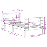 ZNTS Bed Frame with Headboard without Mattress 100x200 cm 3306108