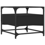 ZNTS Coffee Table with Glass Top Black 50x50x45 cm Steel 846049