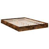Bed Frame without Mattress Smoked Oak 140x200 cm Engineered Wood 842025