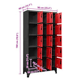 Locker Cabinet Anthracite and Red 90x40x180 cm Steel 339825