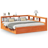 Bookcase Bed without Mattress Wax Brown 180x200cm Solid Wood Pine 3324453