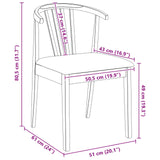 Dining Chair 2 pcs Light Brown and Black Solid Rubberwood 42020394
