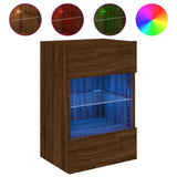 TV Wall Cabinet with LED Lights Brown Oak 40x30x60.5 cm 837090