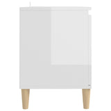 TV Cabinet & Solid Wood Legs High Gloss White 103.5x35x50 cm 805965
