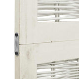 Room Divider 4 Panels White Solid Wood Paulownia 358676