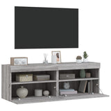TV Wall Cabinets with LED Lights 2 pcs Grey Sonoma 60x30x40 cm 837194