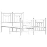 Bed Frame White Powder-Coated Steel Small Double Bed Frame 353601