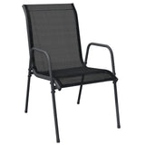3 Piece Garden Dining Set Black Steel and Textilene 3200682