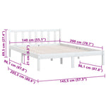 810083 Bed Frame without Mattress White Solid Wood 140x200 cm