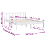 810083 Bed Frame without Mattress White Solid Wood 140x200 cm
