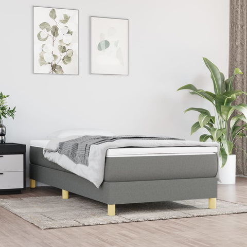 Box Spring Bed Frame Dark Grey 90x200 cm Fabric 3120583