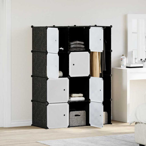 Modular Cabinet 9 Compartments 109x36.5x143 cm Black and White 240497