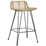 ZNTS Bar Chairs 2 pcs Natural Rattan 285232