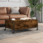 ZNTS Coffee Table with Wheels Smoked Oak 91x55x34 cm Engineered Wood 842298