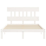 Bed Frame without Mattress White Small Double Solid Wood Pine 3193567