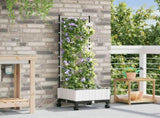 Garden Planter with Irrigation&Wheels White 40 x 40 x 132 cm PP 3422948