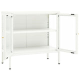 Sideboard White 70x35x70 cm Steel and Glass 336065