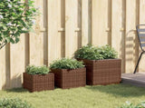 Garden Planters 3 pcs Brown Poly Rattan 366396