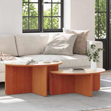 Coffee Table 2 pcs Wax Brown Solid pine wood 873537