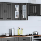 Kitchen Wall Cabinet with Glass Door Lucca Black Engineered Wood 853908
